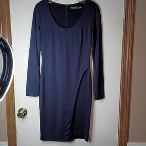 Lauren Ralph Lauren Navy Blue Sheath Dress Women's Size 2 Long Sleeve
